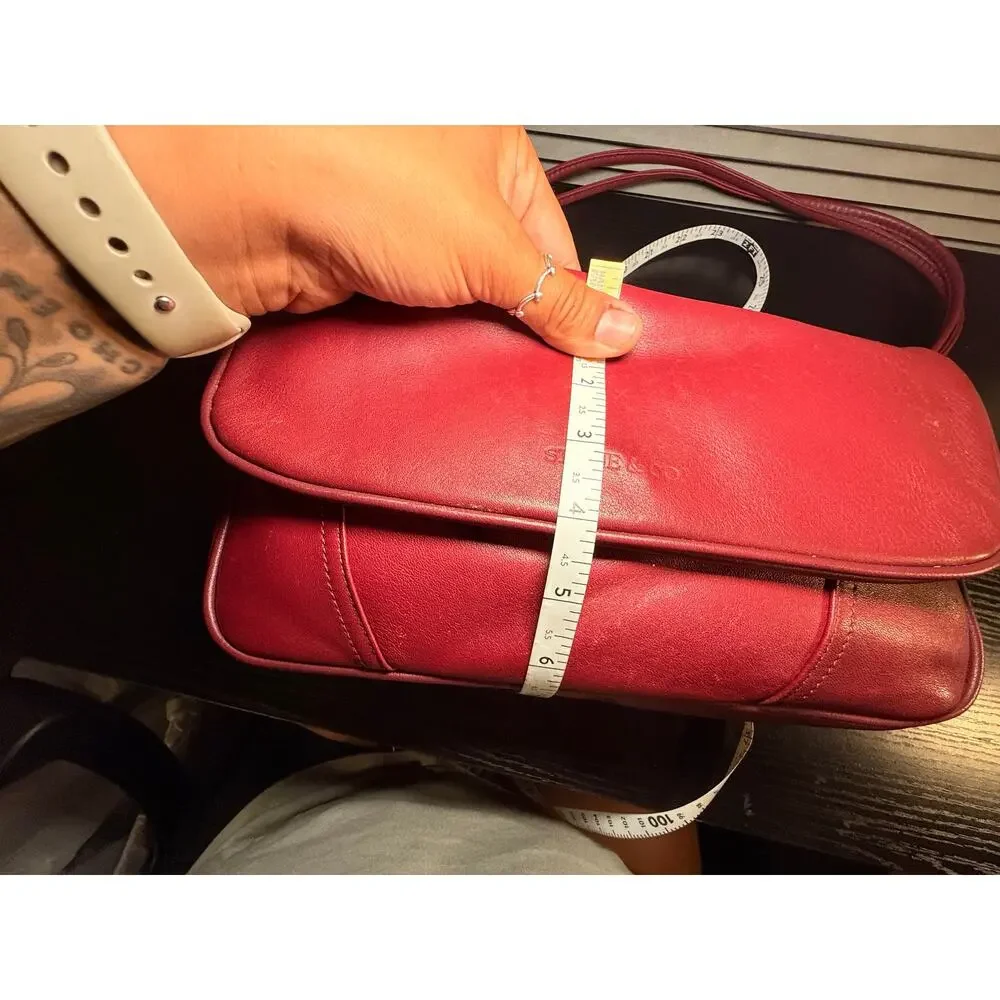 Stone & Co Red Leather Shoulder Bag Flap Purse Knot Strap Medium Y2K Style